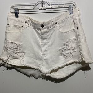 Citizens Of Humanity Women's White Chloe Cutoff Distressed Denim Short Size 31